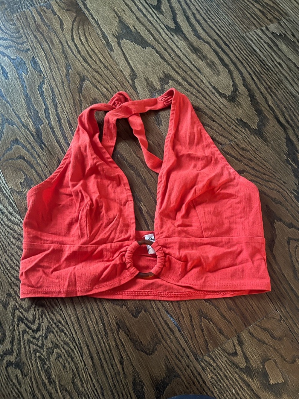 Intimately Free People Red Cross Back Bralette/Crop Top with Ring Detail